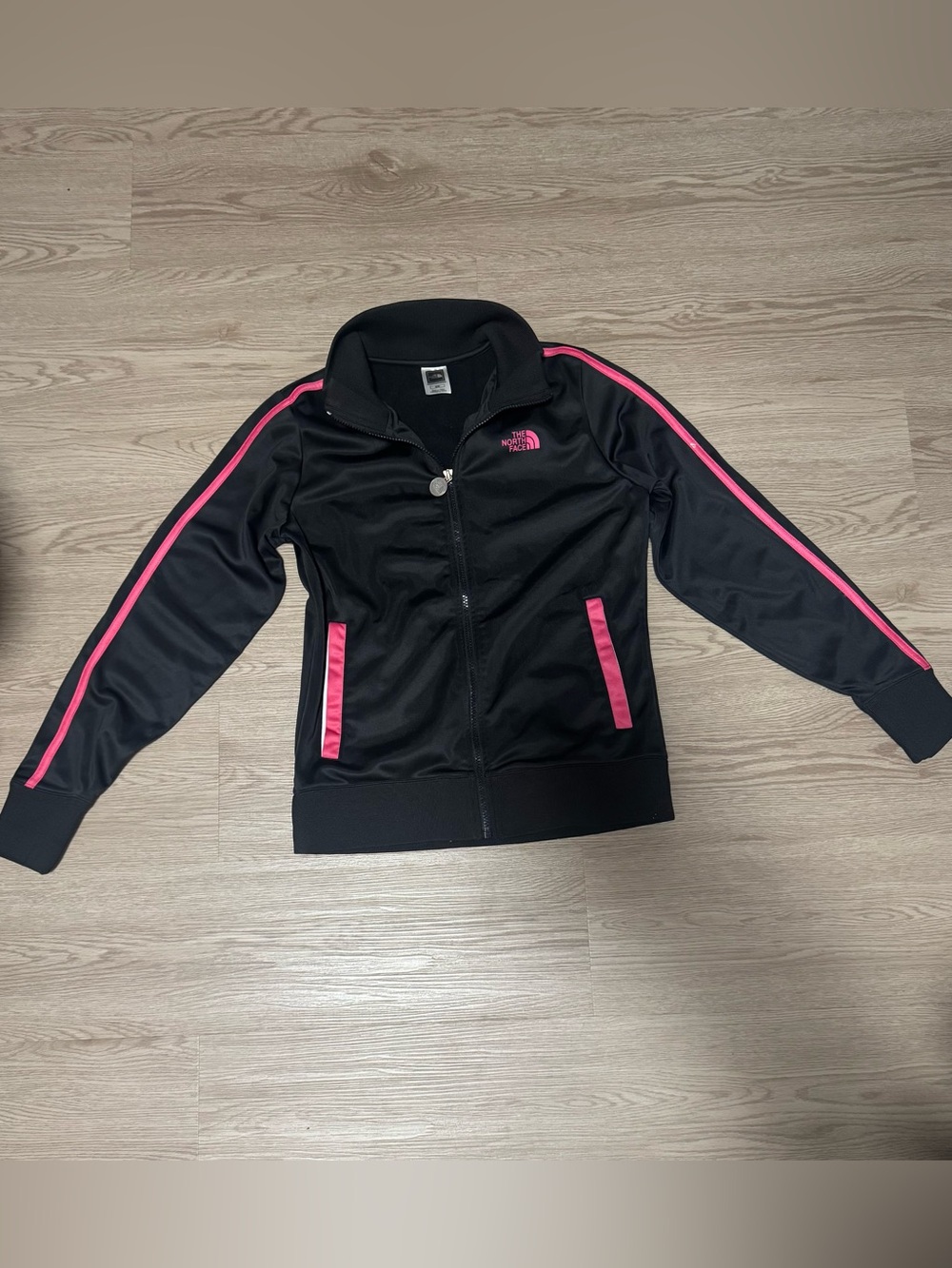 The North Face Black Track Jacket with Pink Accents